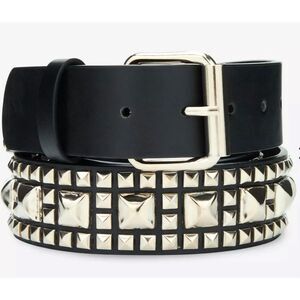 Hot Topic Multi Pyramid Stud Belt Black/Silver Size Large New Unisex